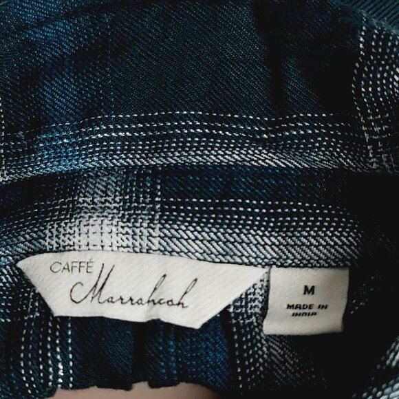 Caffe Marrakesh Women's Teal White Plaid Long Sleeve Button Up Shirt Size M - Picture 11 of 12